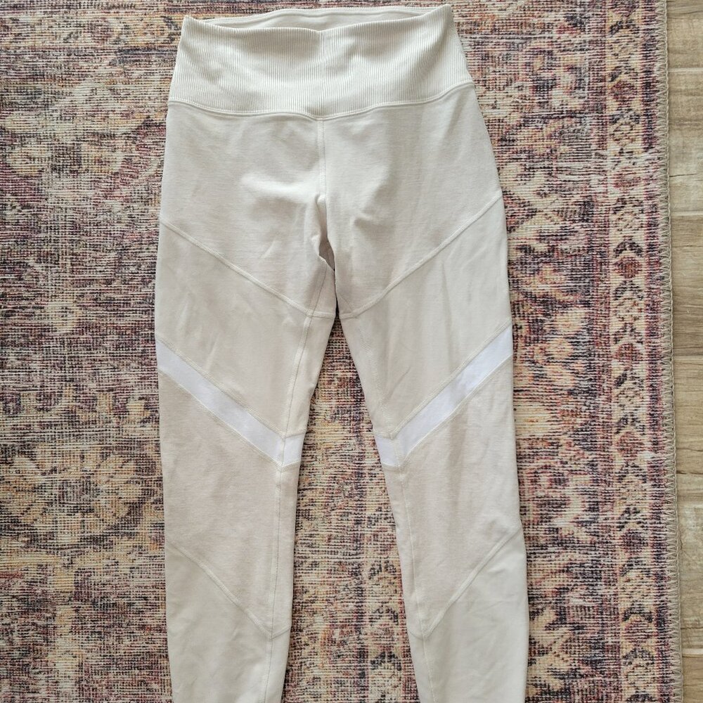 Alo Yoga Airbrush Beige White Colorblock legging sz Small
